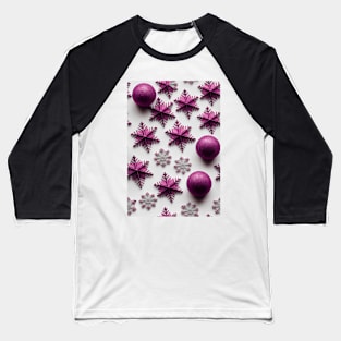 Christmas Seamless Pattern - Pink Violet Snowflakes #7.1 Baseball T-Shirt